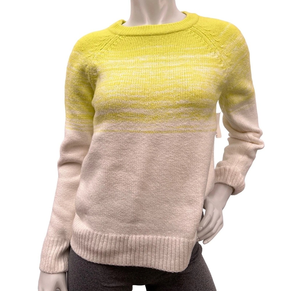 Amazon Essentials Womens Soft-Touch Crewneck Ombre Sweater Lime Green White M